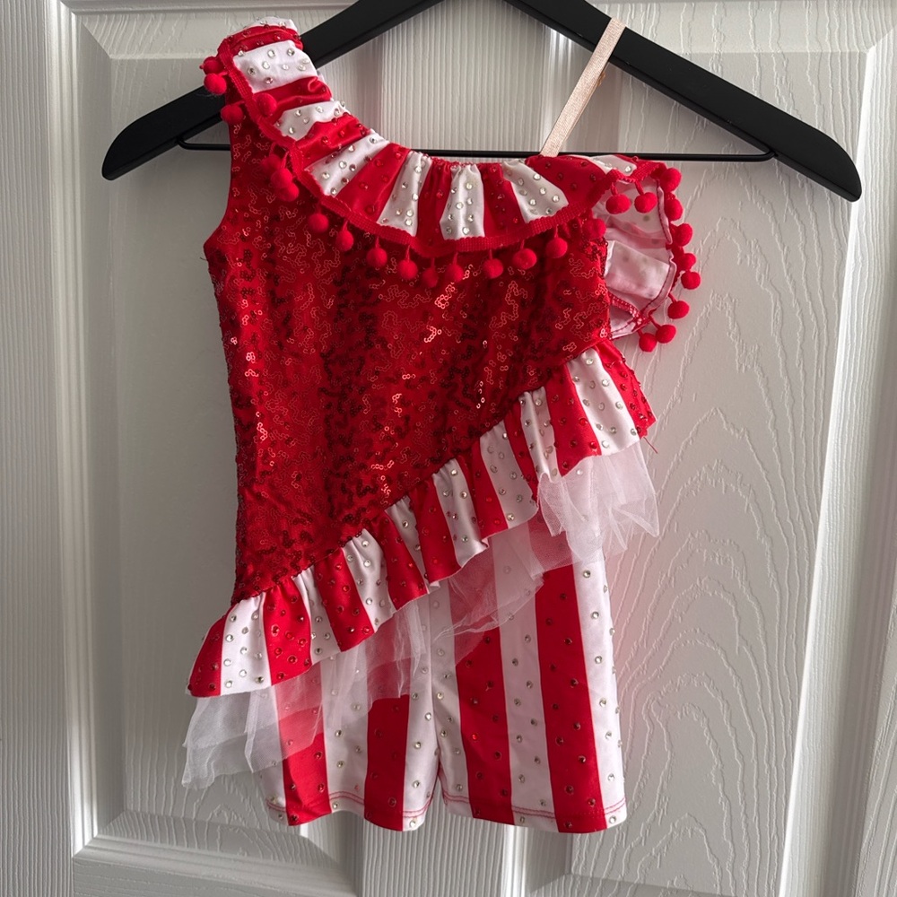 Red and White Kids Sequin Costume Dress